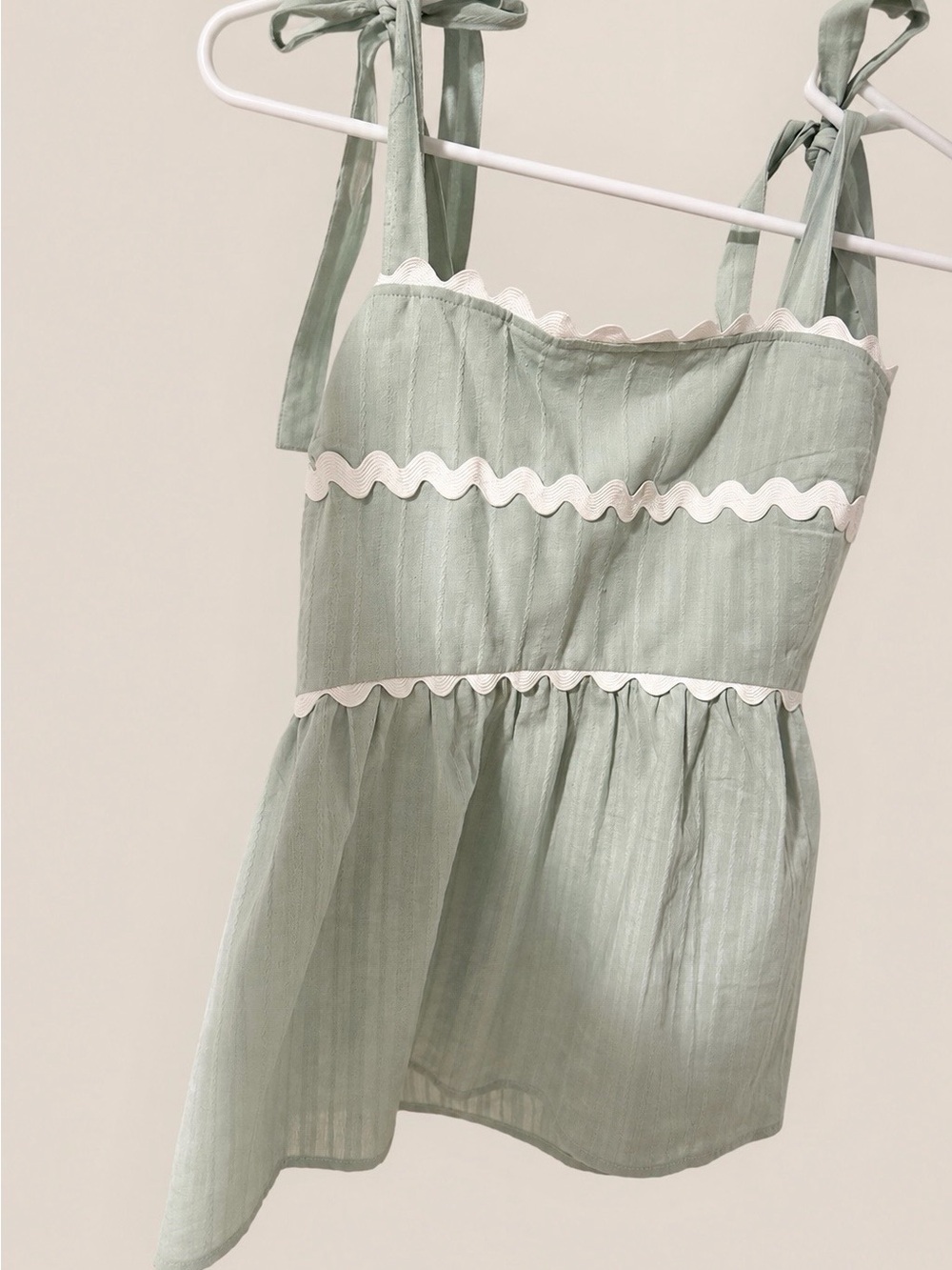 Women’s Sage Green Ruffle-Trim Cami